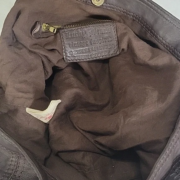 Lucky Brand Brown Leather Crossbody Bucket Shoulder Bag - Picture 9 of 11